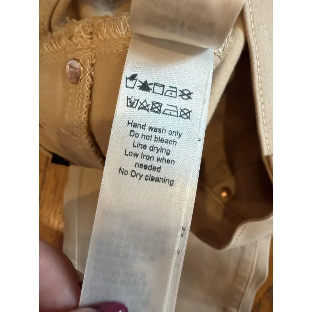 7 For All Mankind Jeans Womens 28 Camel High Waist Slim Kick Stretch Denim